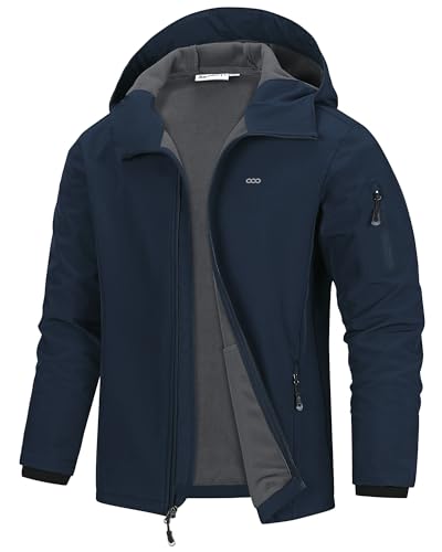 Forclaz 33,000ft Men's Hooded Softshell Jacket Waterproof Lightweight Insulated Windbreaker Fleece Lined Rain Shell Jacket