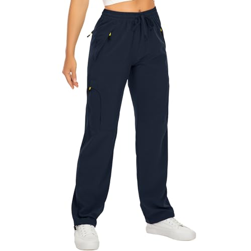 Forclaz Women's Hiking Pants Quick Dry UPF 50 Travel Golf Pants Lightweight Camping Work Cargo Pants Zipper Pockets,6608,Blue,L