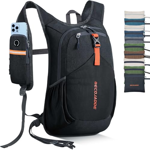 Forclaz 20L Small Hiking Backpack for Men Women Foldable Packable Back Pack Ultralight Hiking Daypack for Travel Camping Outdoor, Black